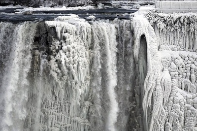 замерз Ниагарский водопад