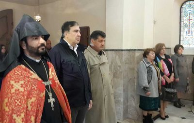 Саакашвили в армянской церкви
